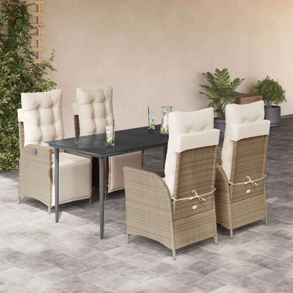 Matgrupp För Trädgården 3 Delar Med Dynor Beige Konstrotting