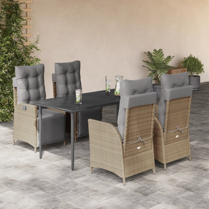 Matgrupp För Trädgården Med Dynor 5 Delar Mixbeige Konstrotting