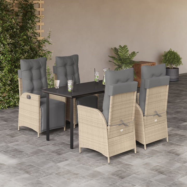 Matgrupp För Trädgården Med Dynor 5 Delar Mixbeige Konstrotting