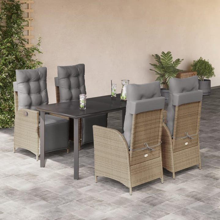 Matgrupp För Trädgården Med Dynor 5 Delar Mixbeige Konstrotting