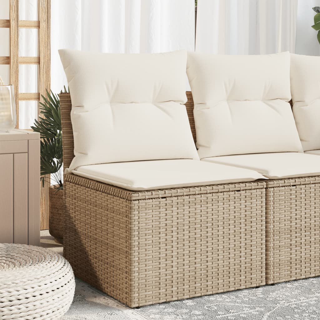 Trädgårdssoffa 4-Sits Med Dynor Konstrotting Beige