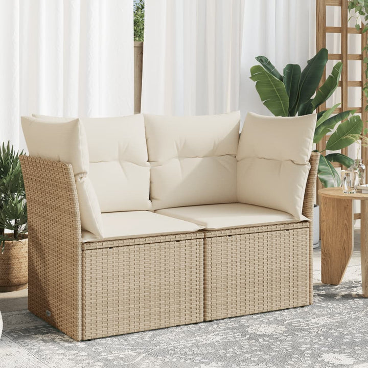 Trädgårdssoffa 4-Sits Med Dynor Konstrotting Beige