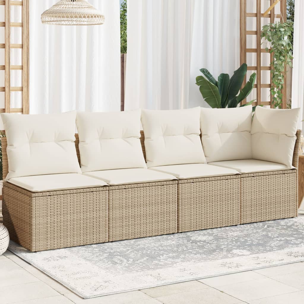 Trädgårdssoffa 4-Sits Med Dynor Konstrotting Beige