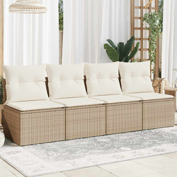 Trädgårdssoffa 4-Sits Med Dynor Konstrotting Beige