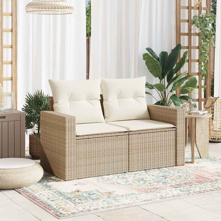 Trädgårdssoffa 2-Sits Med Dynor Konstrotting Beige