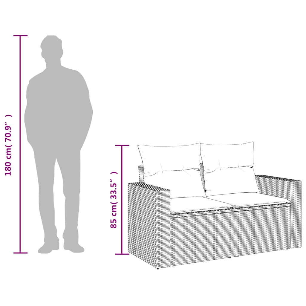 Trädgårdssoffa 2-Sits Med Dynor Konstrotting Beige