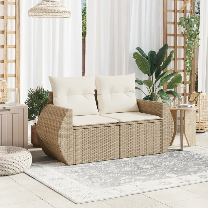 Trädgårdssoffa 2-Sits Med Dynor Konstrotting Beige