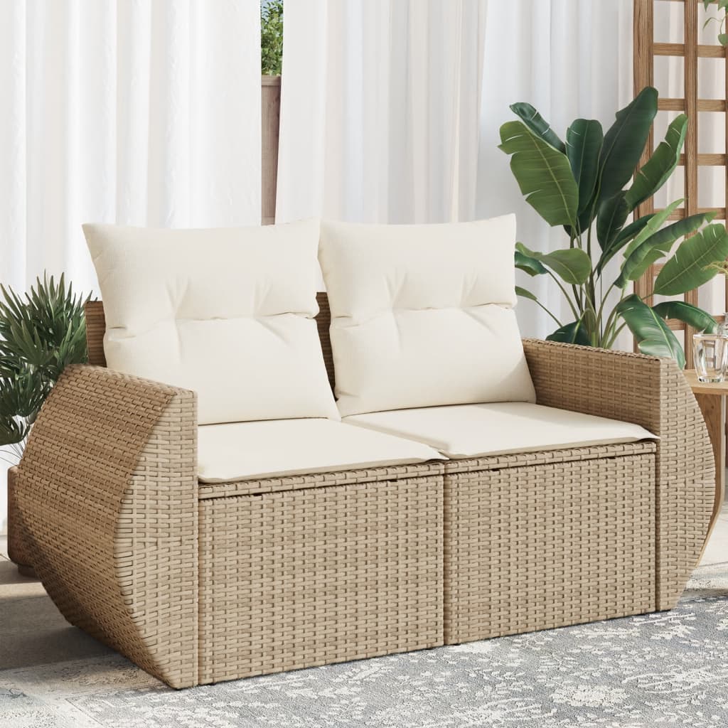 Trädgårdssoffa 2-Sits Med Dynor Konstrotting Beige