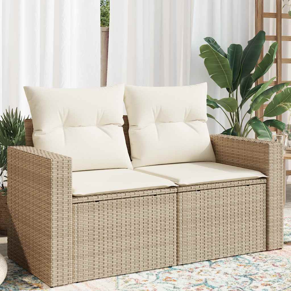 Trädgårdssoffa 2-Sits Med Dynor Konstrotting Beige