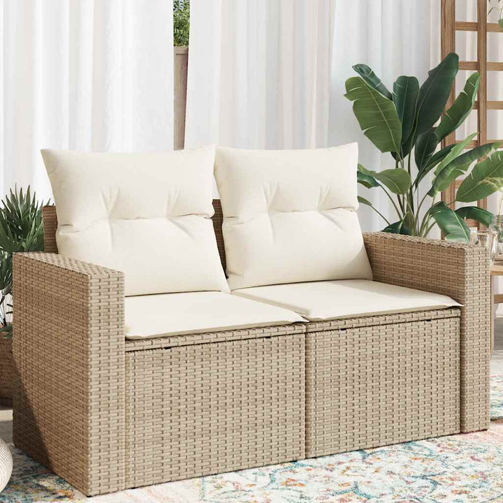 Trädgårdssoffa 2-Sits Med Dynor Konstrotting Beige