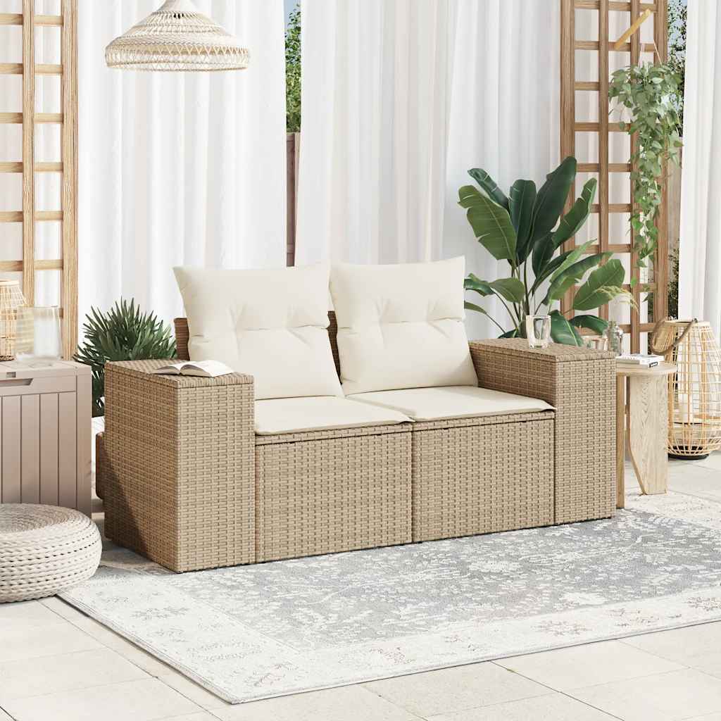 Trädgårdssoffa 2-Sits Med Dynor Konstrotting Beige