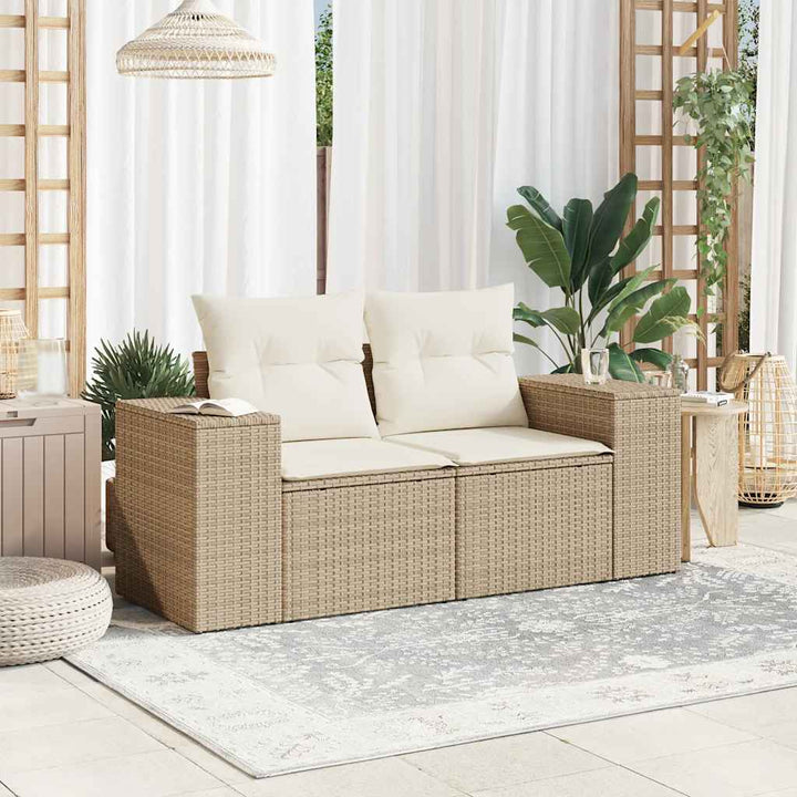 Trädgårdssoffa 2-Sits Med Dynor Konstrotting Beige