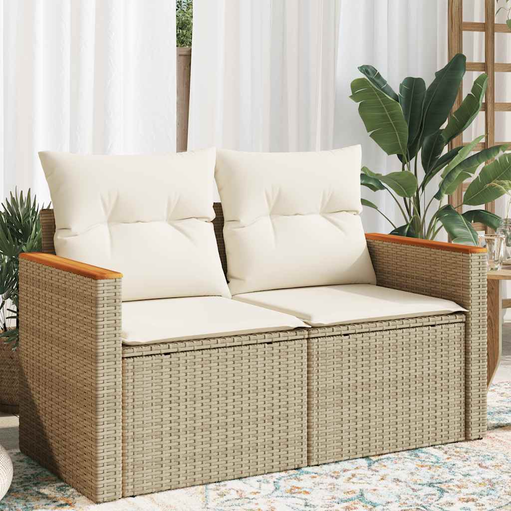 Trädgårdssoffa 2-Sits Med Dynor Konstrotting Beige