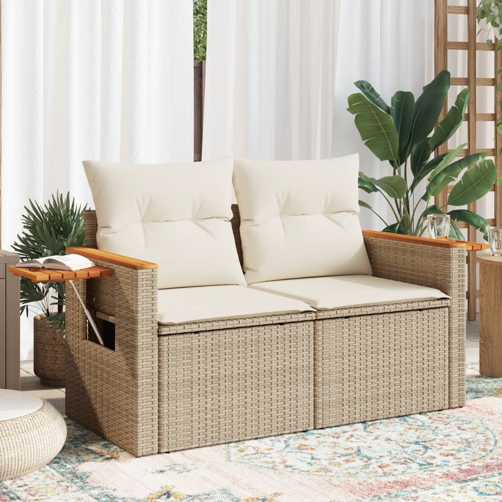 Trädgårdssoffa 2-Sits Med Dynor Konstrotting Beige
