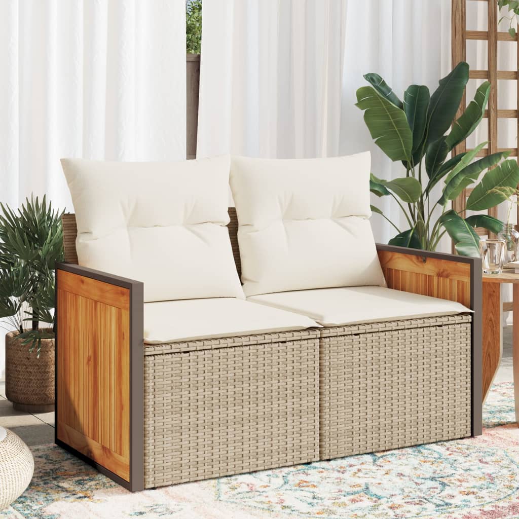 Trädgårdssoffa 2-Sits Med Dynor Konstrotting Beige