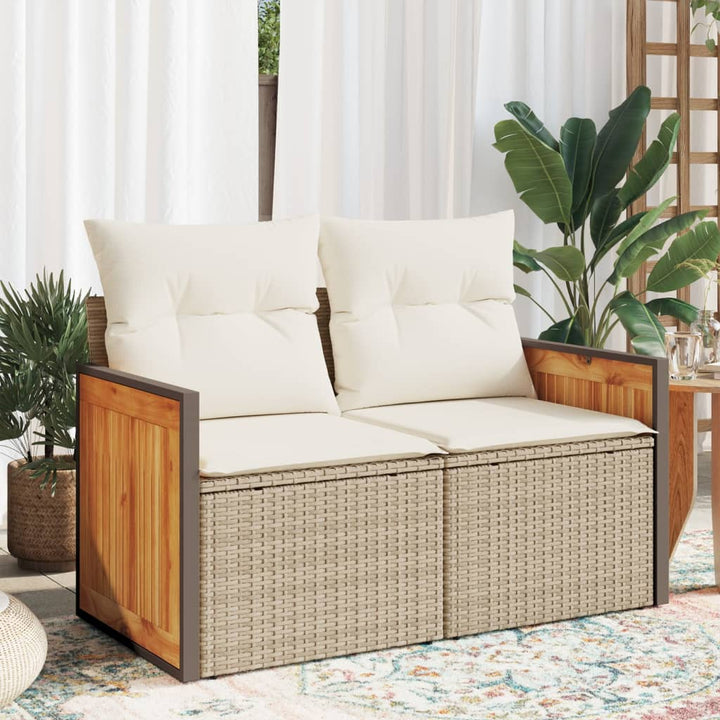 Trädgårdssoffa 2-Sits Med Dynor Konstrotting Beige