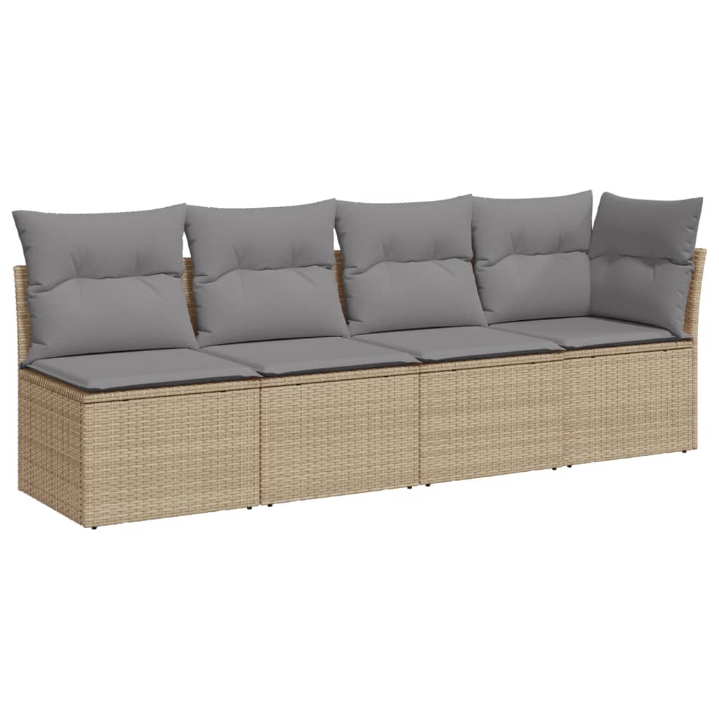 Trädgårdssoffa 4-Sits Med Dynor Konstrotting Beige