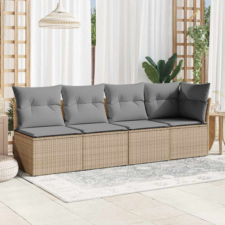 Trädgårdssoffa 4-Sits Med Dynor Konstrotting Beige
