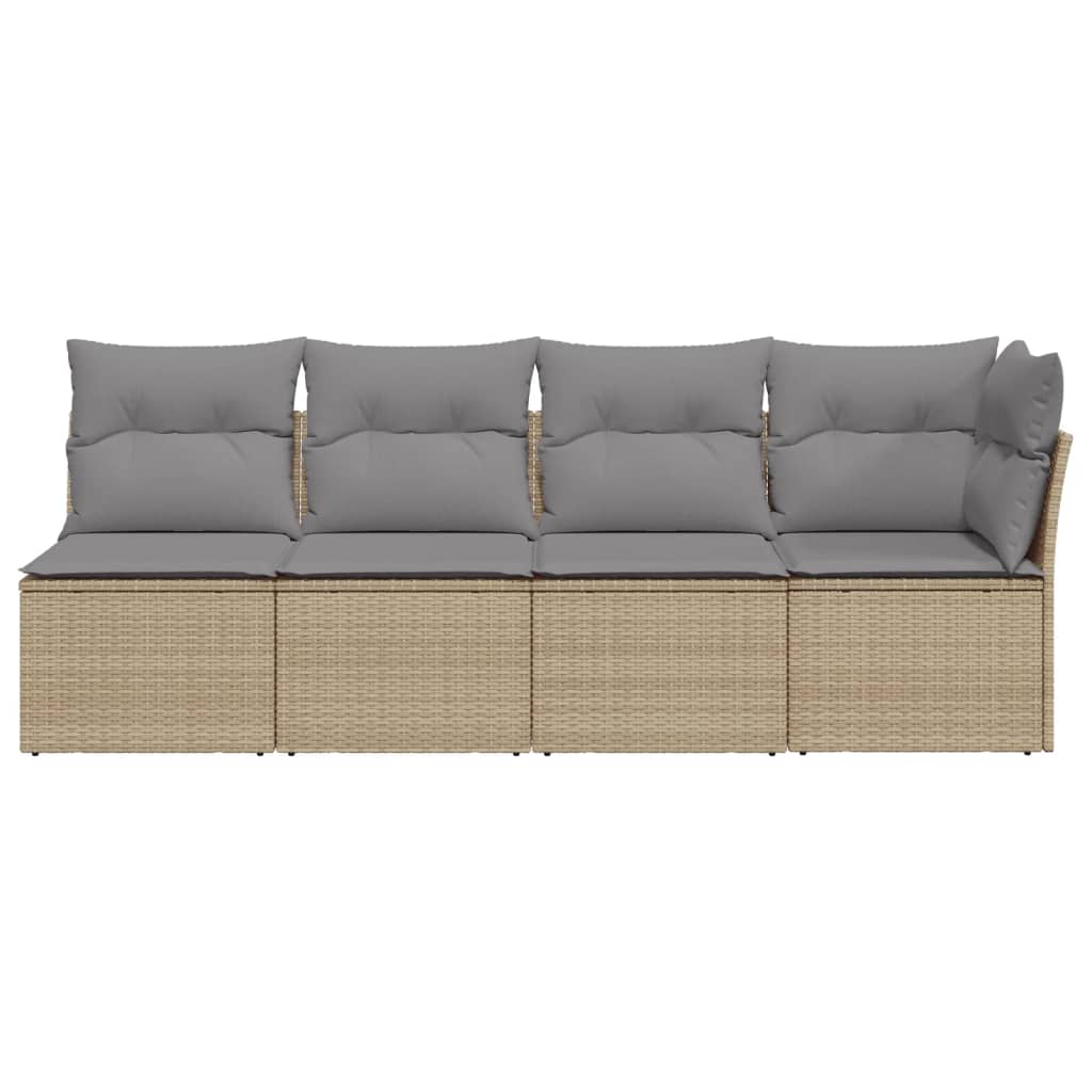 Trädgårdssoffa 4-Sits Med Dynor Konstrotting Beige