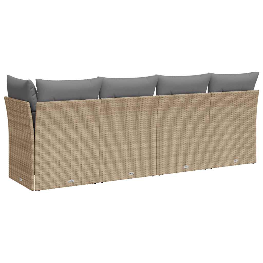 Trädgårdssoffa 4-Sits Med Dynor Konstrotting Beige