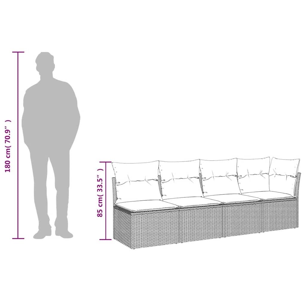 Trädgårdssoffa 4-Sits Med Dynor Konstrotting Beige