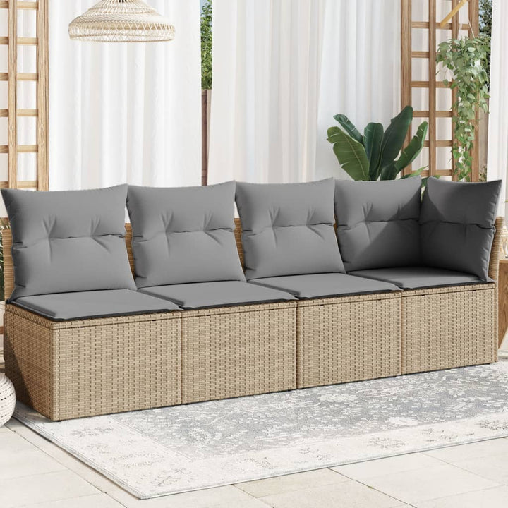 Trädgårdssoffa 4-Sits Med Dynor Konstrotting Beige