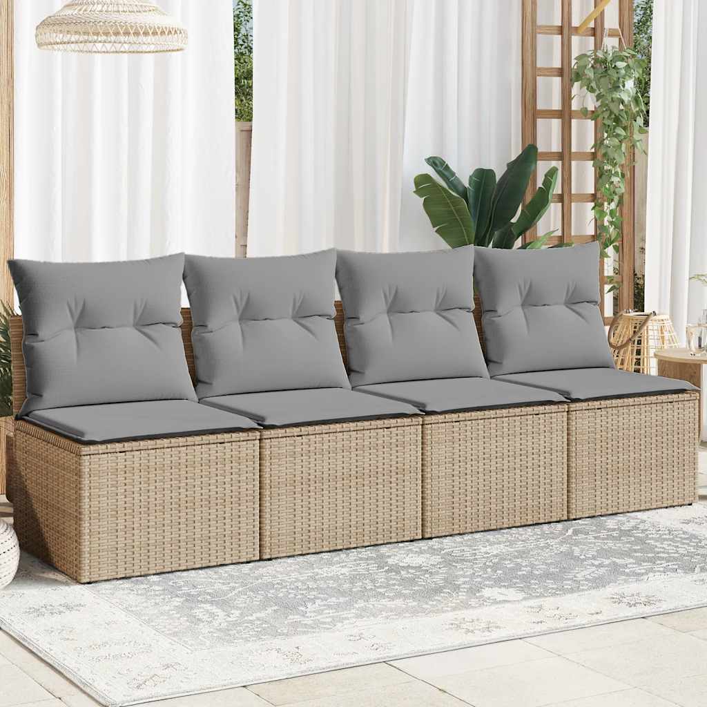 Trädgårdssoffa 4-Sits Med Dynor Konstrotting Beige