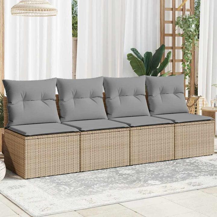 Trädgårdssoffa 4-Sits Med Dynor Konstrotting Beige
