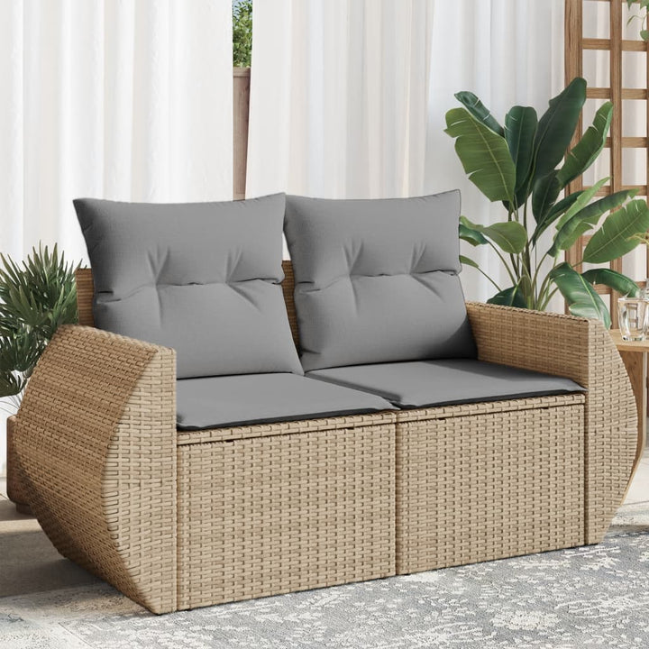 Trädgårdssoffa 2-Sits Med Dynor Konstrotting Beige