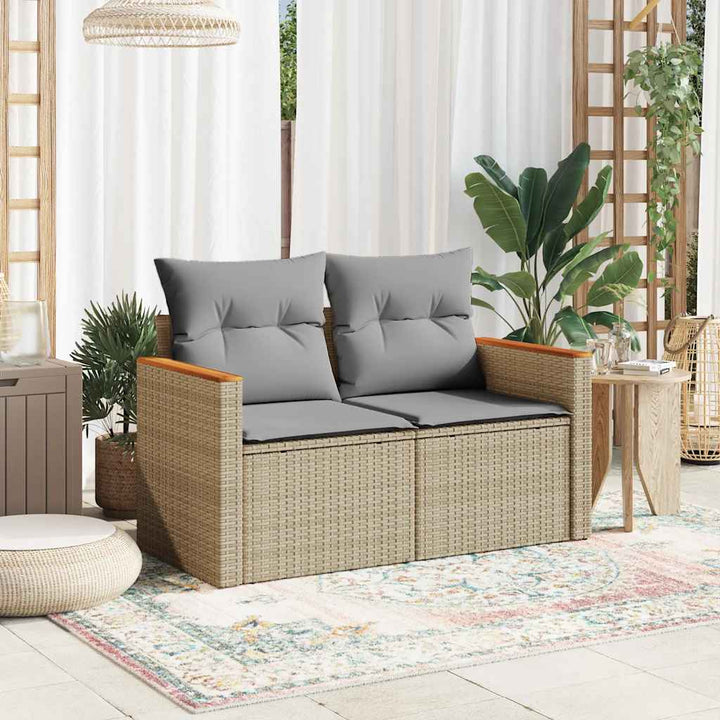 Trädgårdssoffa 2-Sits Med Dynor Konstrotting Beige