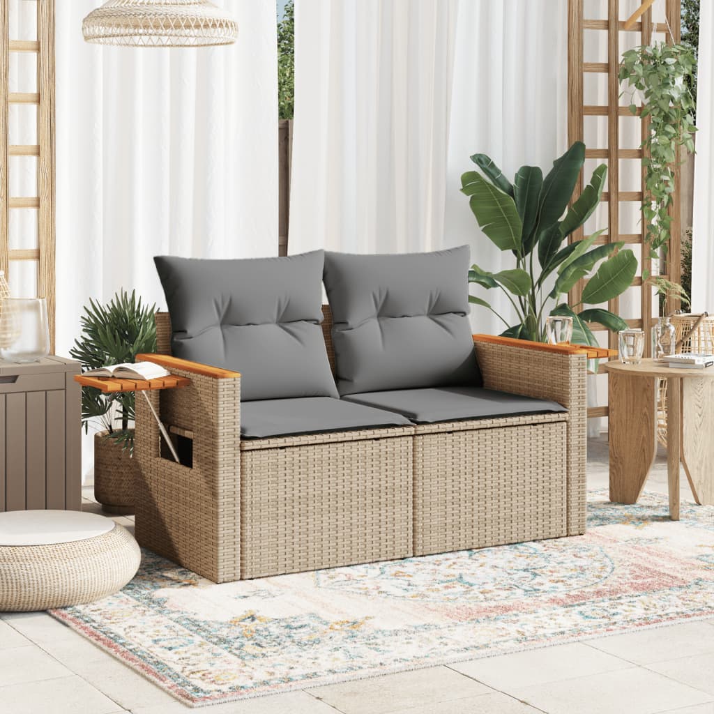 Trädgårdssoffa 2-Sits Med Dynor Konstrotting Beige