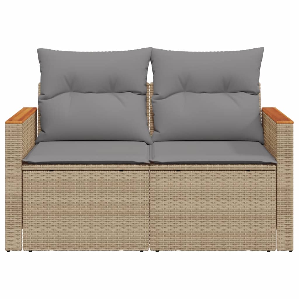Trädgårdssoffa 2-Sits Med Dynor Konstrotting Beige
