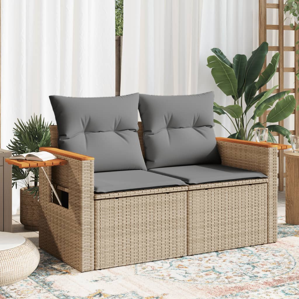 Trädgårdssoffa 2-Sits Med Dynor Konstrotting Beige