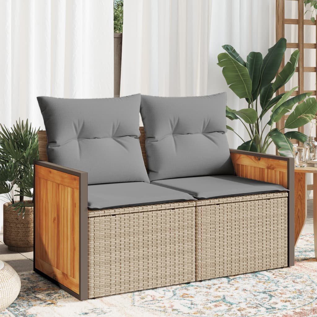 Trädgårdssoffa 2-Sits Med Dynor Konstrotting Beige