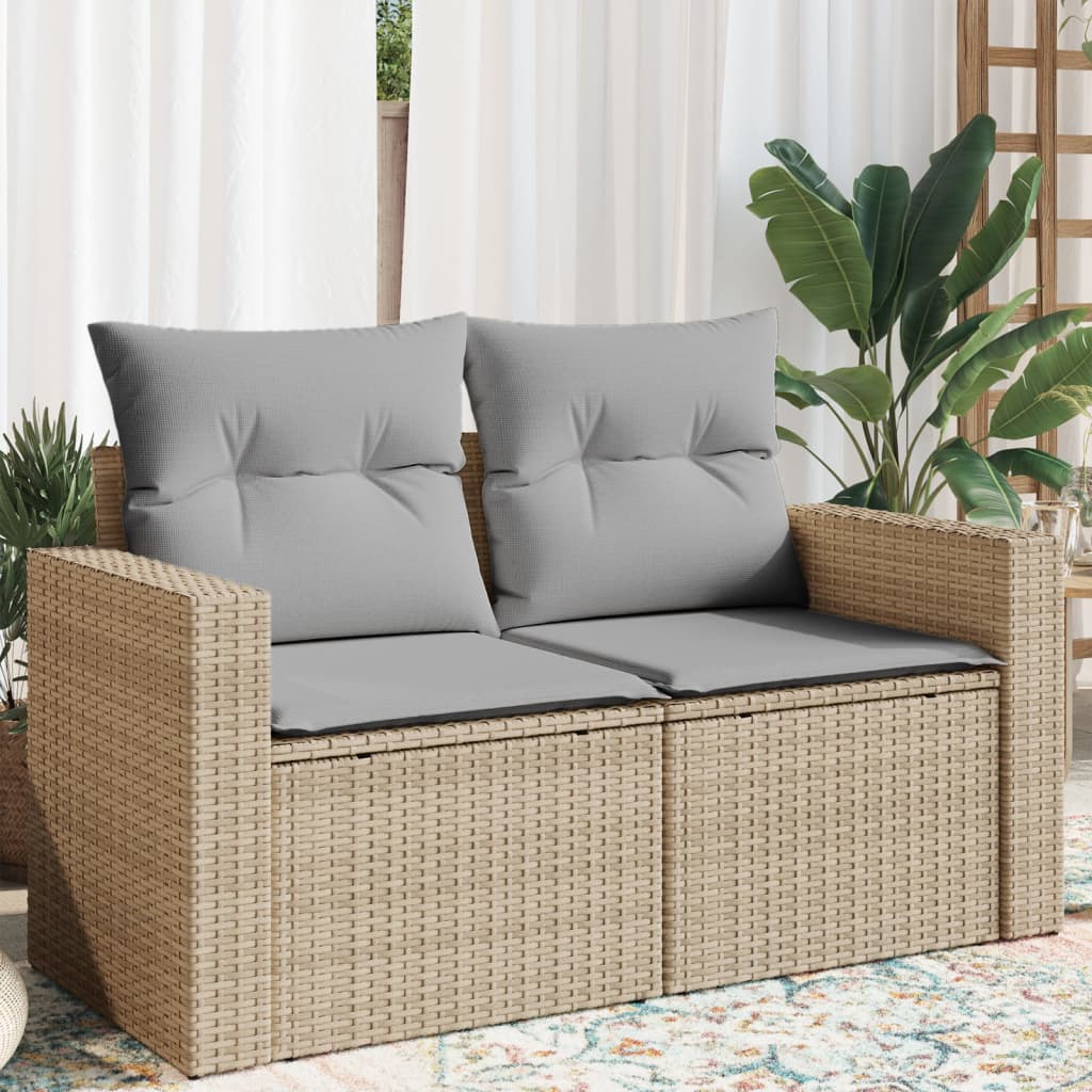 Trädgårdssoffa 2-Sits Med Dynor Konstrotting Beige