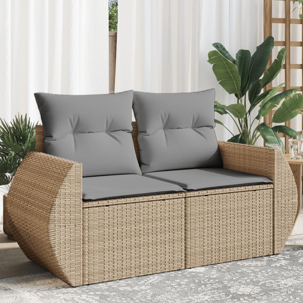 Trädgårdssoffa 2-Sits Med Dynor Konstrotting Beige