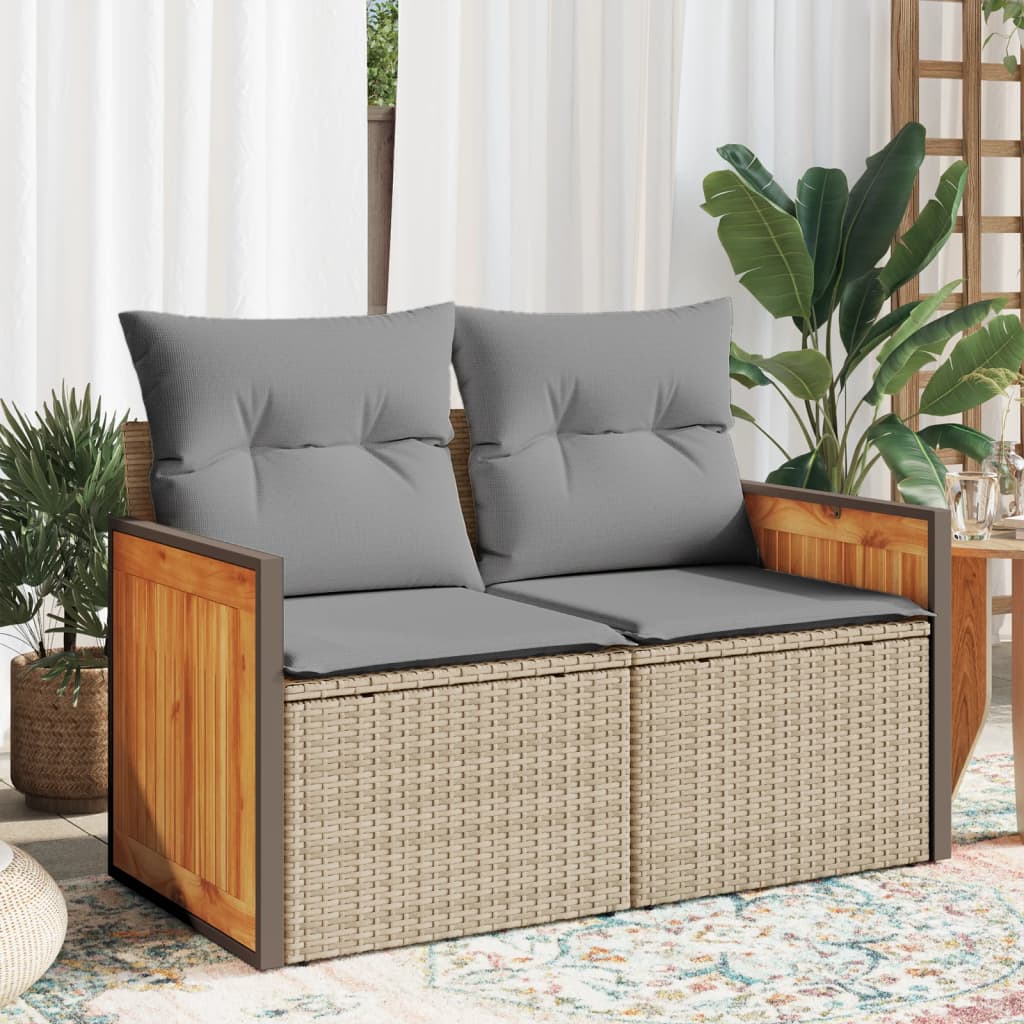 Trädgårdssoffa 2-Sits Med Dynor Konstrotting Beige