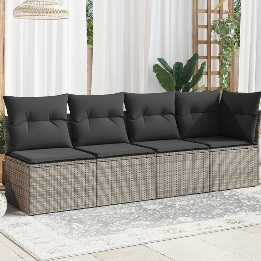 Trädgårdssoffa 4-Sits Med Dynor Konstrotting Beige