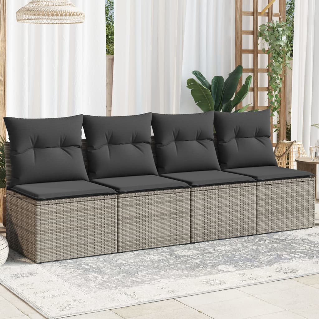 Trädgårdssoffa 4-Sits Med Dynor Konstrotting Beige