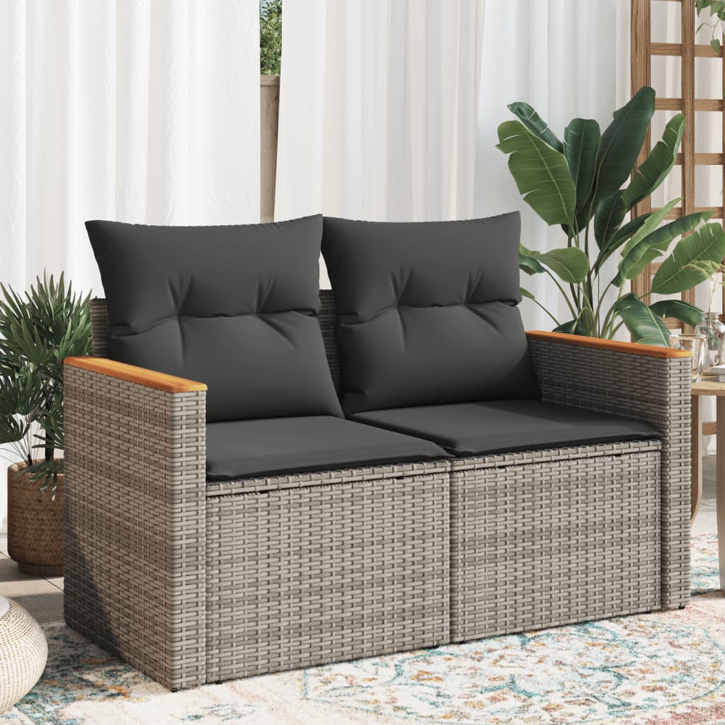 Trädgårdssoffa 2-Sits Med Dynor Konstrotting Beige