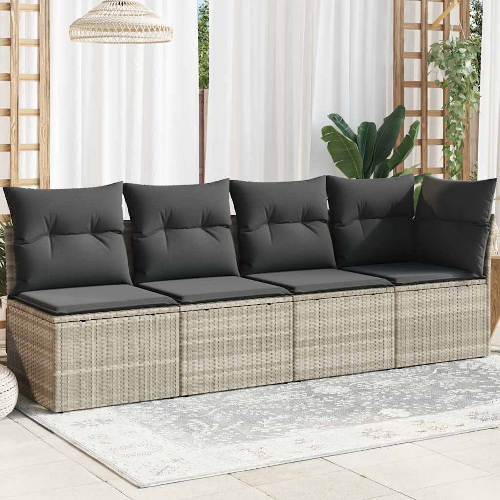 Trädgårdssoffa 4-Sits Med Dynor Konstrotting Beige
