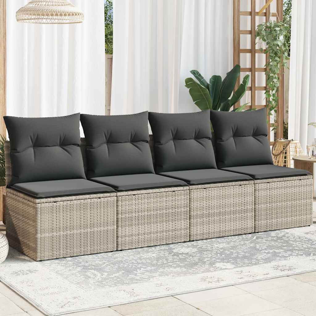 Trädgårdssoffa 4-Sits Med Dynor Konstrotting Beige