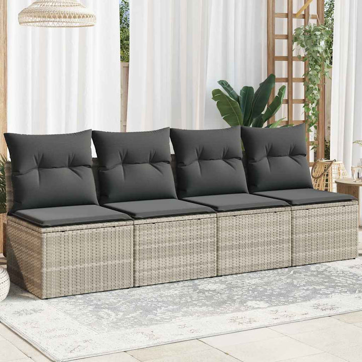 Trädgårdssoffa 4-Sits Med Dynor Konstrotting Beige
