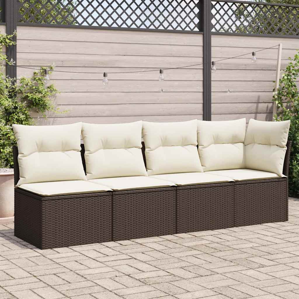 Trädgårdssoffa 4-Sits Med Dynor Konstrotting Beige