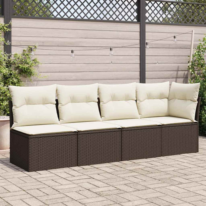 Trädgårdssoffa 4-Sits Med Dynor Konstrotting Beige