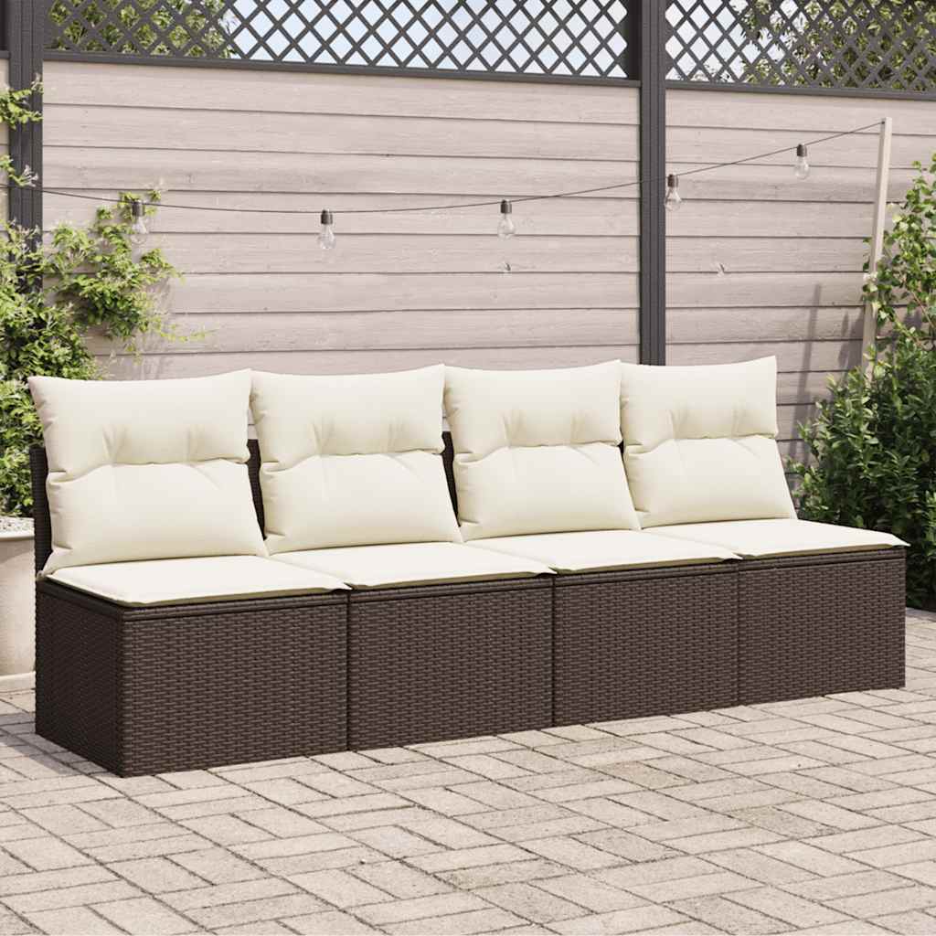 Trädgårdssoffa 4-Sits Med Dynor Konstrotting Beige