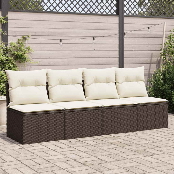 Trädgårdssoffa 4-Sits Med Dynor Konstrotting Beige