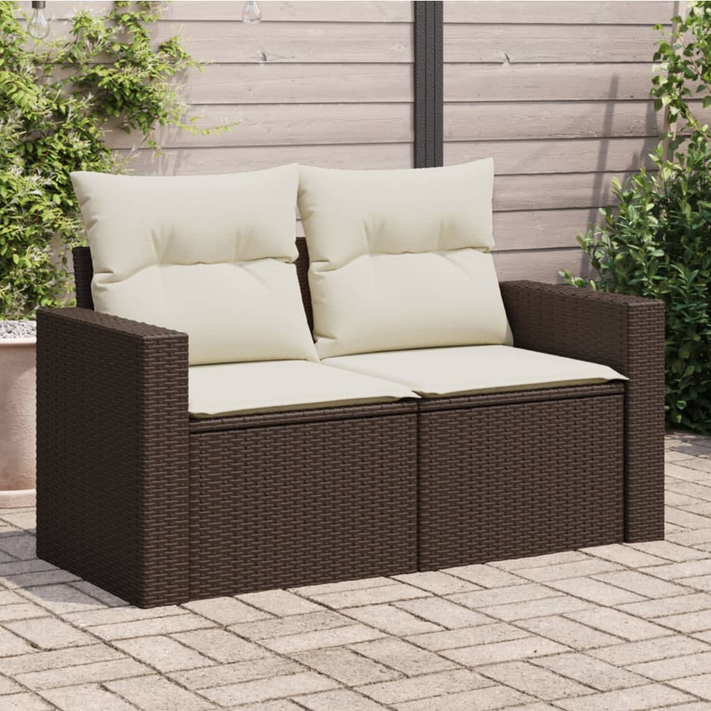 Trädgårdssoffa 2-Sits Med Dynor Konstrotting Beige