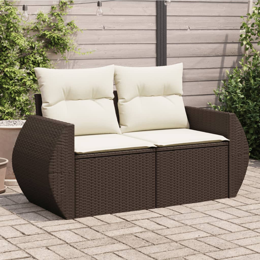 Trädgårdssoffa 2-Sits Med Dynor Konstrotting Beige