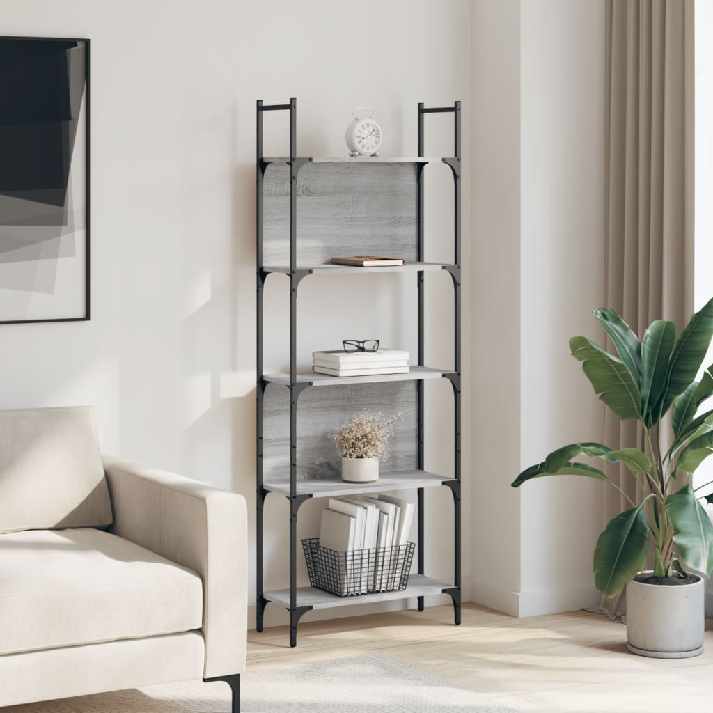 Bokhylla 5 Hyllplan 60,5X24X166,5 Cm Konstruerat Trä